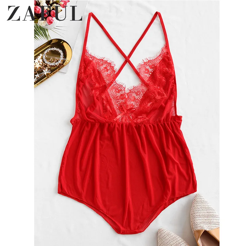 ZAFUL женское нижнее белье с кружевными вставками бантиком и перекрестными