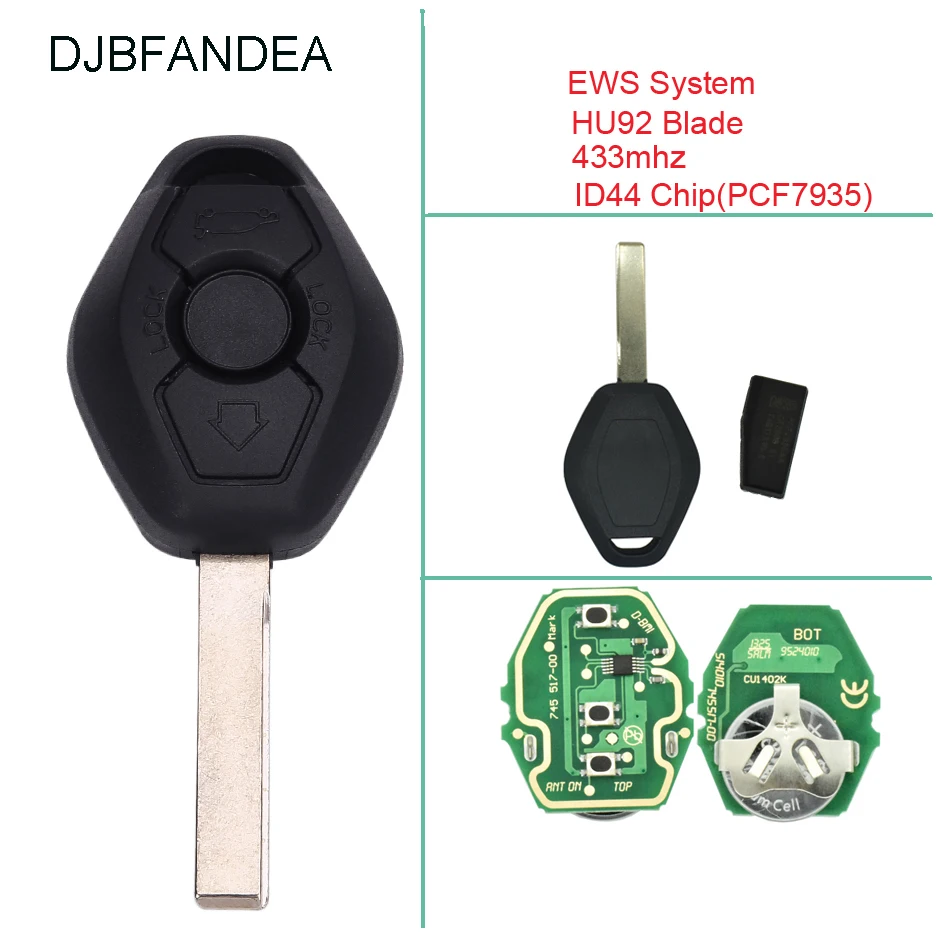 DJBFANDEA 7935 ID44Chip автомобильный пульт дистанционного ключа чехол оболочка для BMW EWS X3