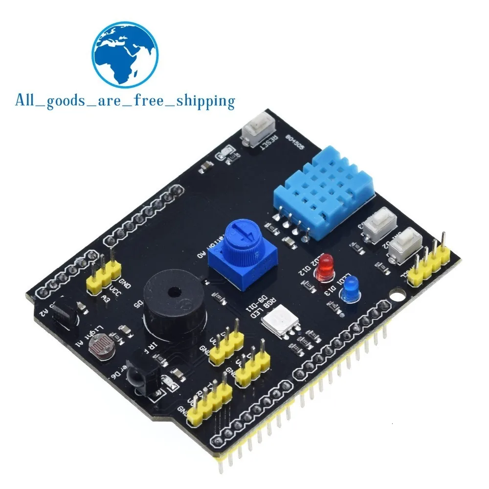 DHT11 LM35 датчик температуры и влажности Многофункциональный Плата расширения адаптер для Arduino UNO R3 RGB светодиодный ИК-приемник зуммер IEC