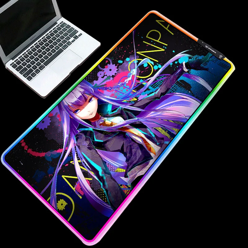 Цветная (RGB) светодиодный Мышь коврик с подсветкой аниме Danganronpa ноутбука PC Мыши