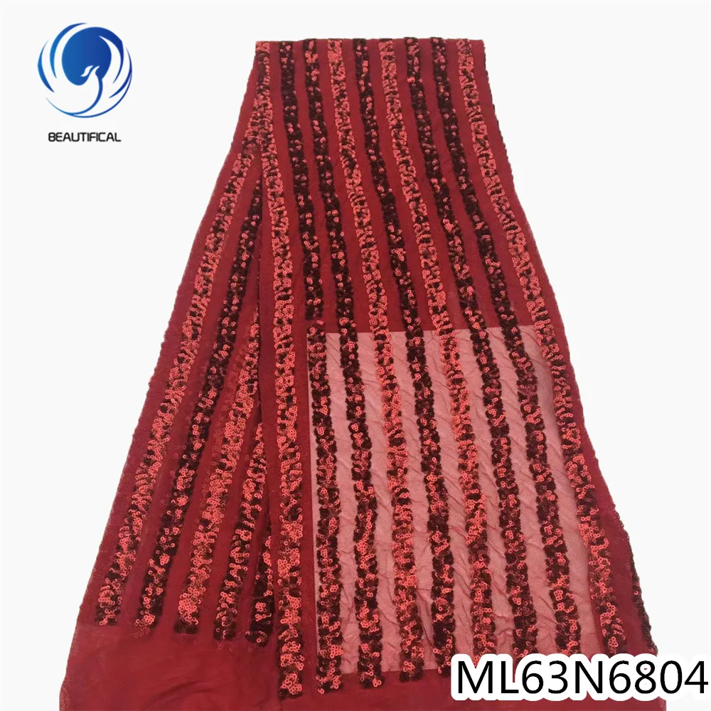 

BEAUTIFICAL aliexpress французское кружево тюль сетка с вышивкой блестками нигерийское Африканское кружево 2020 ML63N68