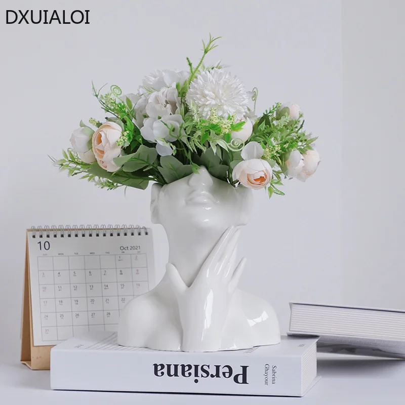 

Современная Минималистичная керамическая ваза в скандинавском стиле, украшение для гостиной, домашнее украшение, гидропонный цветочный го...