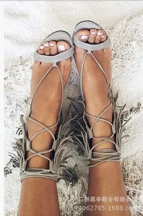 

New solid suede heel fringes CROSS STRAP HIGH HEEL SANDALS high heel shoes