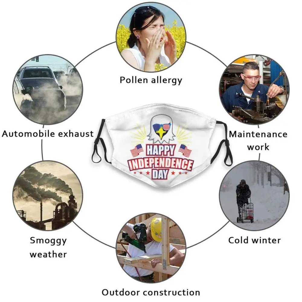 

Celebration Day For America Print Reusable Pm2.5 Filter DIY Mouth Mask Kids Day Federal Holiday United States Declaration Of