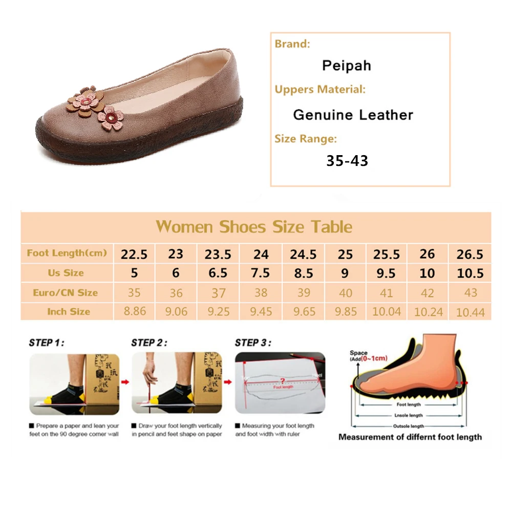 

PEIPAH 2020 Genuine Leather Sweet Shallow Ballet Flats Ladies Slip On Shoes Woman Summer Driving Shoes for Women Casual Footwear