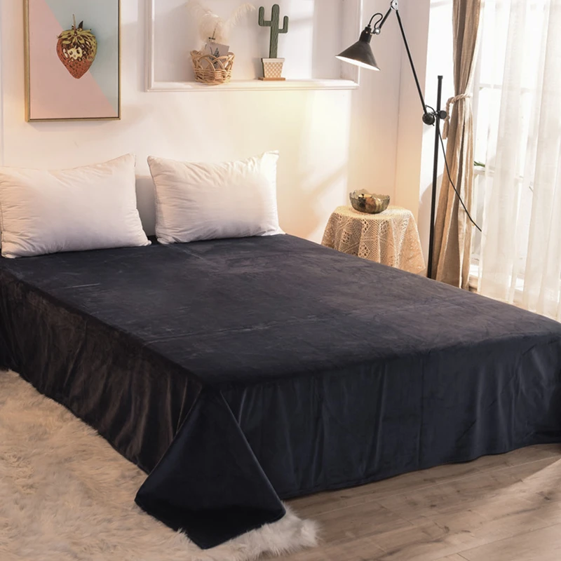 Однотонная Вельветовая теплая фланелевая простыня с кристаллами для зимы