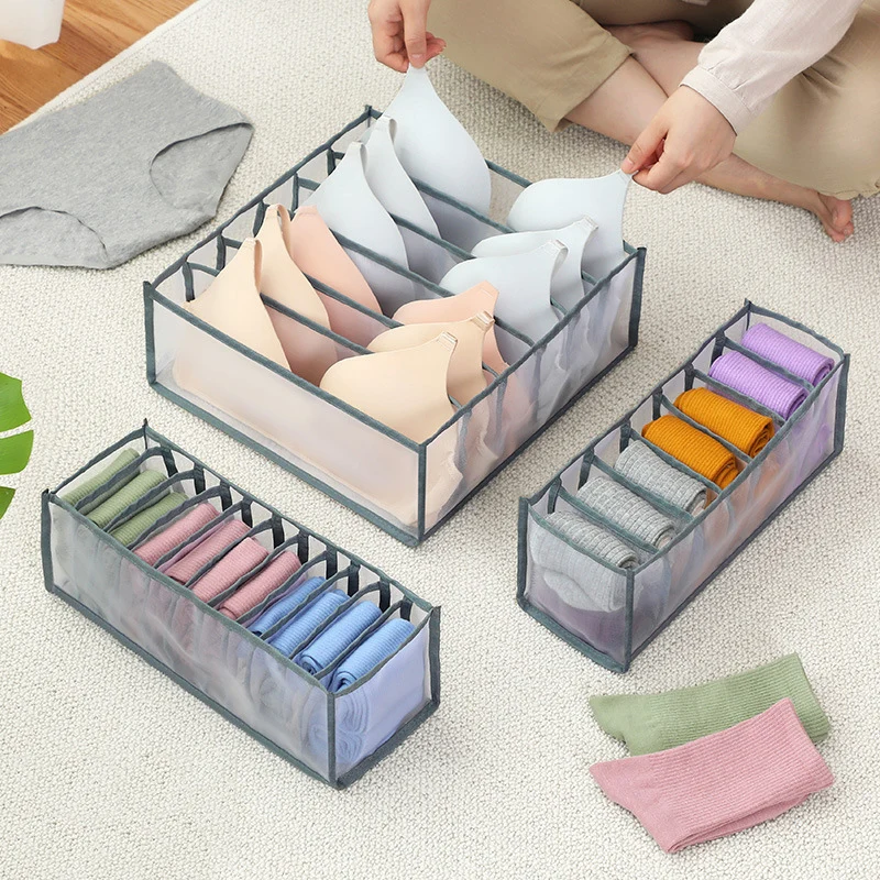 

11 Grids Transparent Underwear Storage Box With Compartments Socks Bra Underpants Organizer Drawers Closet Divider Storage Box