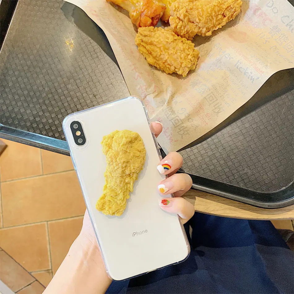 3D имитация забавной вкусной еды курица чехол для телефона s Чехол для iPhone 7 11 Pro 6S 7 8 Прозрачный чехол для телефона X XR XS Max