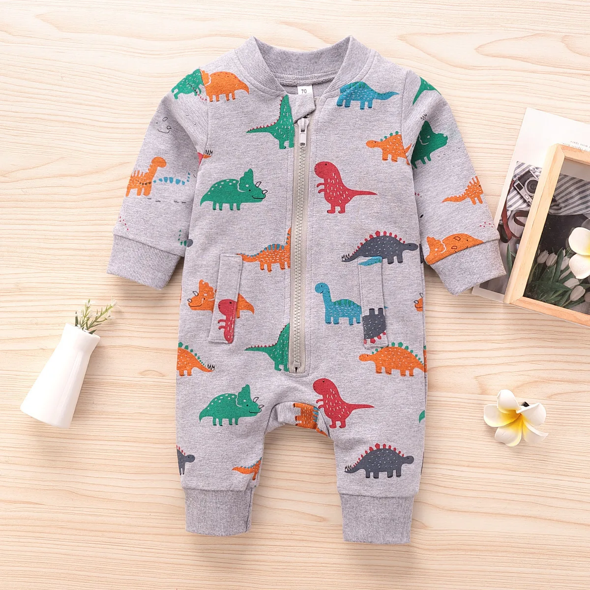 

Cartoon Baby Romper Spirng Autumn Long Sleeve Baby Boy Romper Infant Dinosaur Jumpsuit Kids Cotton Clothes Body Suit