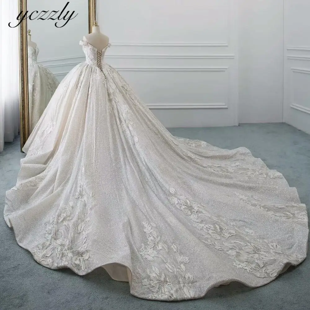 Vestidos De Novia арабский Роскошные блестящие бальное платье Дубай с открытыми плечами