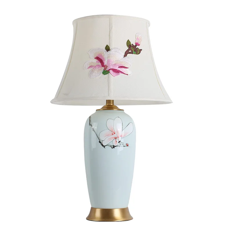 Китайская керамическая Настольная лампа с ручной росписью для кабинета гостиной