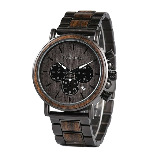 jq26-1 BOBO BIRD relogio masculino роскошные мужские часы металлические деревянные наручные часы с хронографом кварцевые часы на заказ Рождественский подарок J-Q26 - Цвет: jq26-1