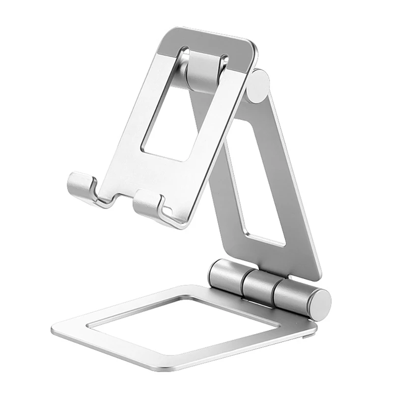 

HOT-Tablet PC Mobile Phone Stand Portable Desktop Folding Aluminum Alloy Mobile Phone Live Tablet Stand Silver