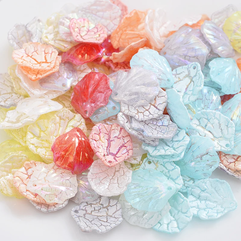 

30-60Pcs/Pack Mixed Color AB Shell Leaf Shape Acrylic Spacer Beads For Jewelry Making DIY Handmade Bracelet Crafts Accessories