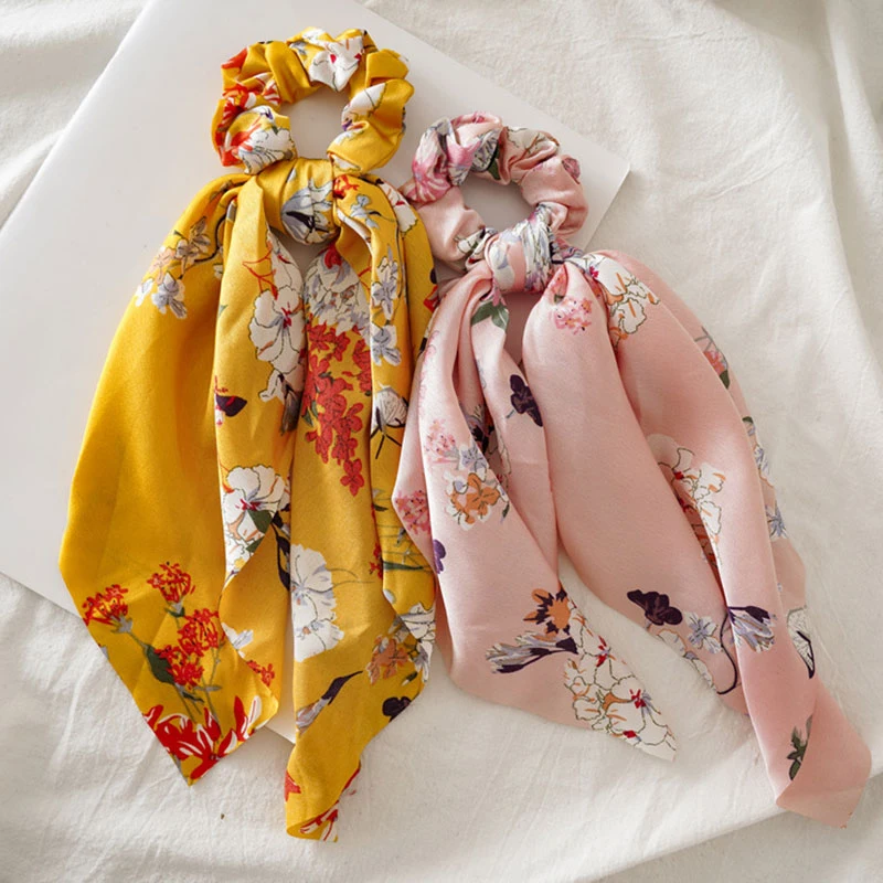 Женская резинка для волос конский хвост эластичная лента сделай сам с цветочным