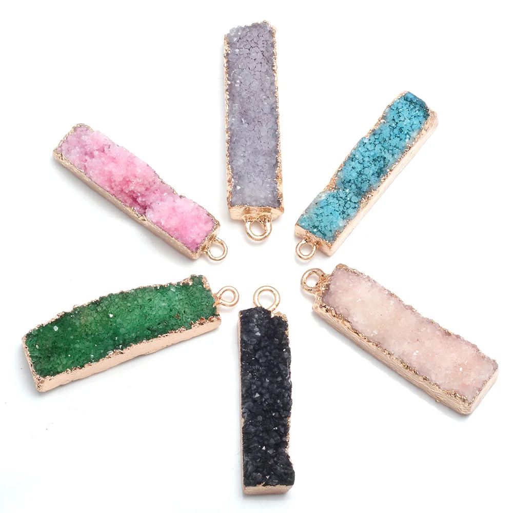 

Natural Agates Stone Pendants Cuboid Colorful Crystal Agates Stone Charms for Jewelry Making Necklace Bracelet Gift