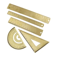 lber 5pcs measuring ruler set drawing instruments include brass protractor wave edge ruler right angle triple cornered ruler