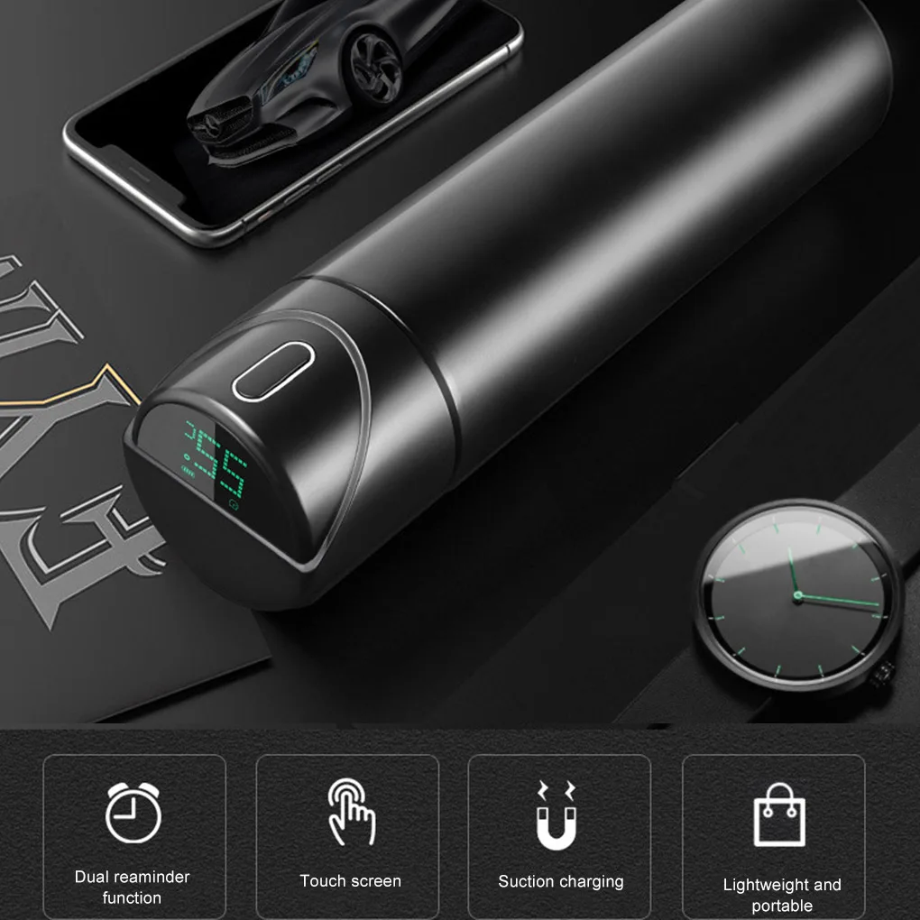 

360ml Smart Thermos Water Bottl Stainless Steel Cup Digital Temperature Display Mug Gift Remind To Drink Water For Travel Office
