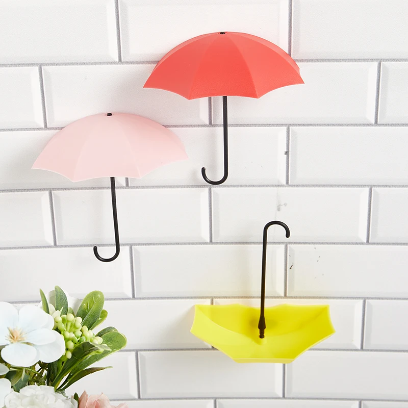 

3 Pcs / Set Umbrella Hook Self Adhesive Hook Wall Door Clothes Keys Hanging