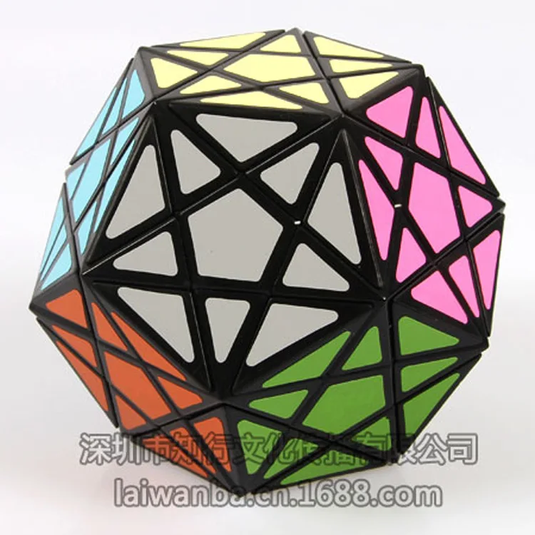 MF8-cubo de cinco esquinas, dinosaurio negro, dodecaedro, fondo negro, 12 caras-1