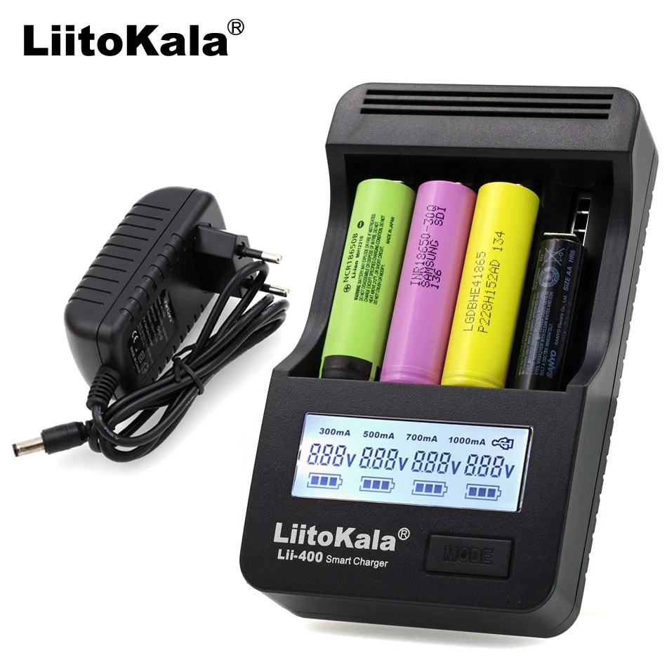 

2021 Liitokala Lii-400 300 402 202 100 S1 3.7V/1.2V AA/AAA 18650/26650/16340/14500/10440/18500 Battery LCD Charger with screen