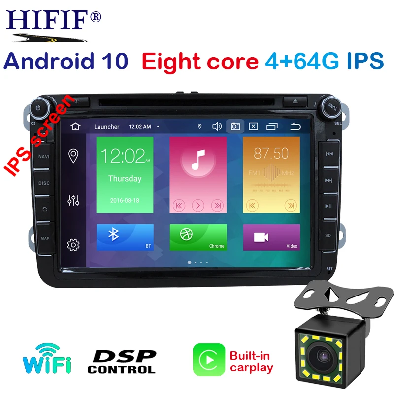 IPS DSP Android 10 2 din мультимедийный плеер для VW passat CC 3C b5 b6 golf 5 6 polo tiguan Turan Seat Altea Toledo BORA RADIO