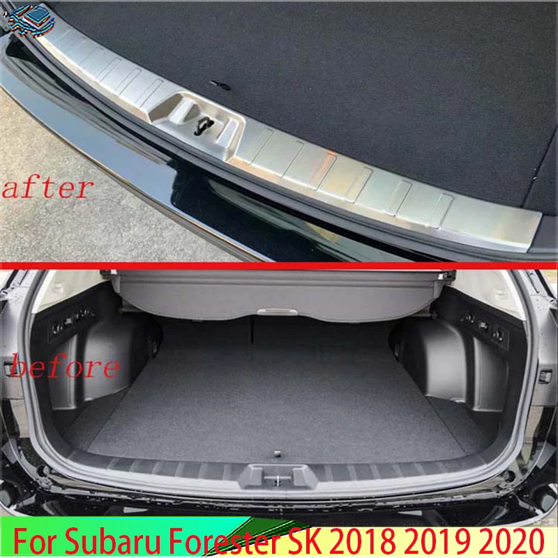 

For Subaru Forester SK 2018 2019 Decorate Accessories Silver Rear Trunk Scuff Plate Door Sill Cover Molding Garnish