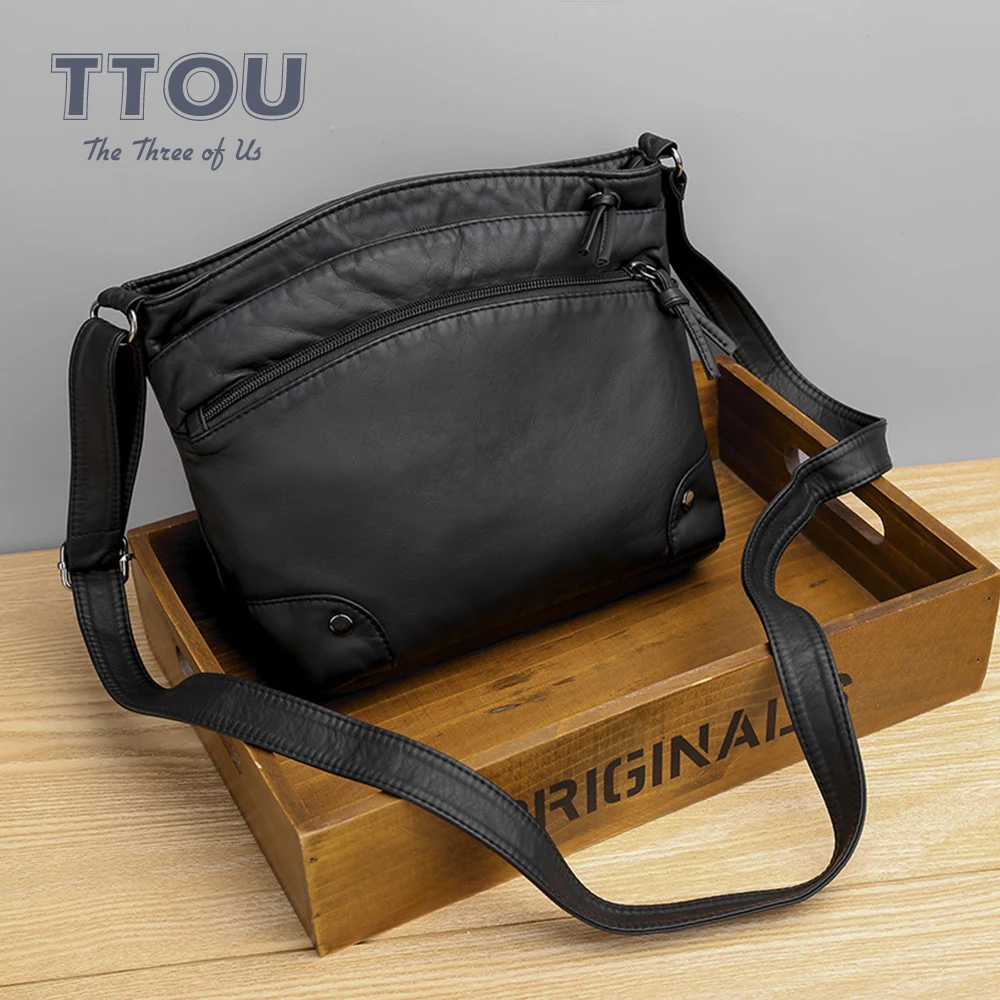 

Retro 2021 New Soft Pu Leather Shoulder Bag Women Messenger Bag Double Zipper Female Crossbody Bag Large Capacity Daily Handbag