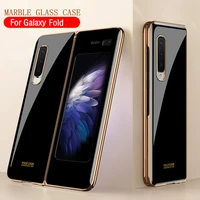 case for samsung galaxy z fold 3 5g marble tempered glass case plating frame hard cover for samsung galaxy z fold 2 5g