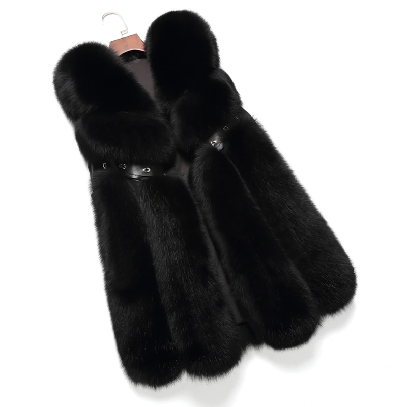 ZDFURS* Новое поступление женская зимняя шуба из натурального Лисьего меха горячая распродажа большой меховой длинный меховой жилет для женщин жилет - Цвет: 9