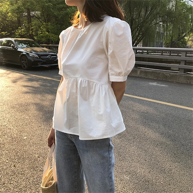 Новый 2021 летние женские блузки 3 Цвета повседневные модные кнопки винтажный буф с