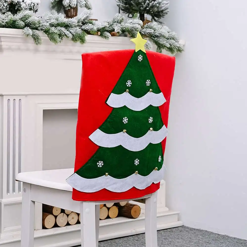 

Chair Cover Snowman Christmas Decoration Non-woven Cute Dinning Chair Back Covers For New Year Party Decor