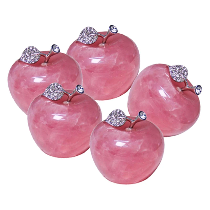 

5Pcs Natural Rose Quartz Pink Apple for Couple Decorations Home Decoration Study Room Decoration DIY Christmas Gift