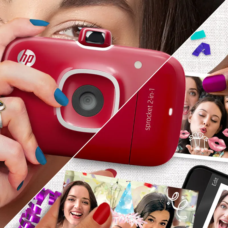 Hp звездочки 2-в-1 Портативный фотопринтер& Фотоаппарат моментальной печати для 5*7,6 см(2x3-inch) липкий покрытием цинк Фотобумага