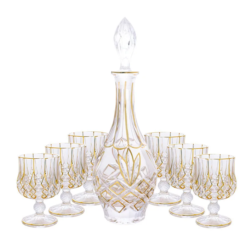 

7 Pcs/Set top quality home crystal whiskey decanter Set luxury whiskey glass for Liquor Scotch Bourbon 210303-03