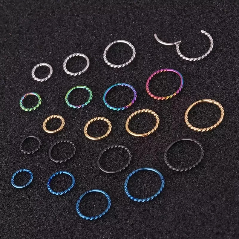 

1PCS 6mm To 12mm Stainless Steel Hinged Segment Clicker Ring Nose Septum Piercing Helix Cartilage Daith Twist Earrings Hoop