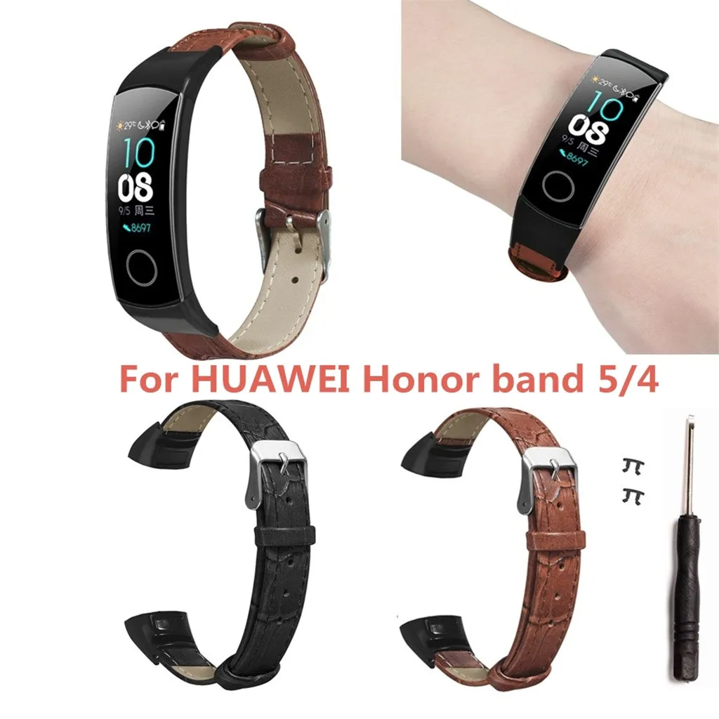 Кожаный ремешок для спортивных часов для huawei Honor Band 5/4 ремешок для наручных браслетов Сменный ремень# P3