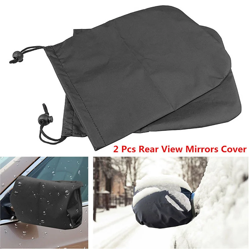 

2Pcs Black Auto Car Rear View Side Mirror Frost Guard Snow Ice Winter Waterproof Cover Mirror cover Sun protection snow cloth