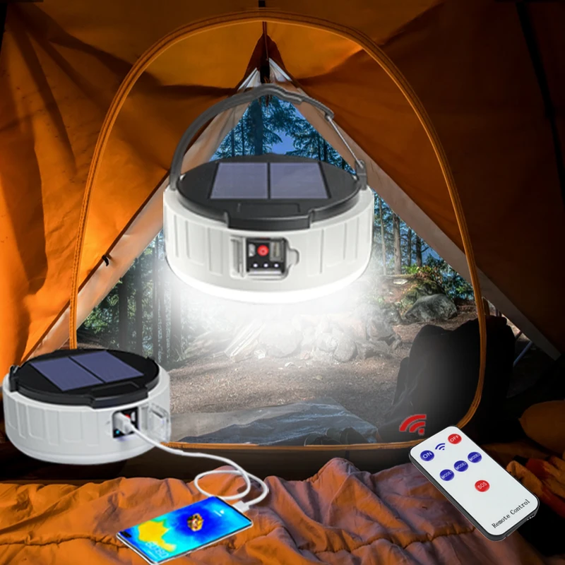 new solar rechargeable lamp led portable camping light multifunctional outdoor lighting usb phone charging emergency night light free global shipping