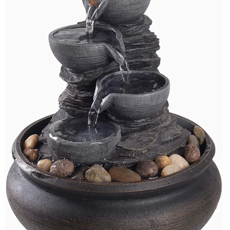

Настольный фонтан со светодиодной подсветкой, полимерные Многослойные камни, настольные украшения из смолы