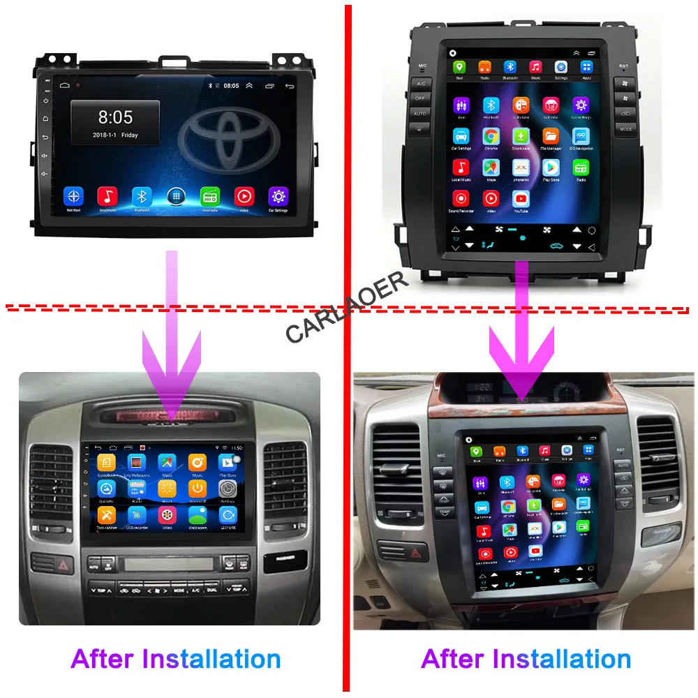 Для Toyota Land Cruiser Prado 120 2003 - 2009 Автомобильный Android 10 Радио Мультимедийный видеоплеер