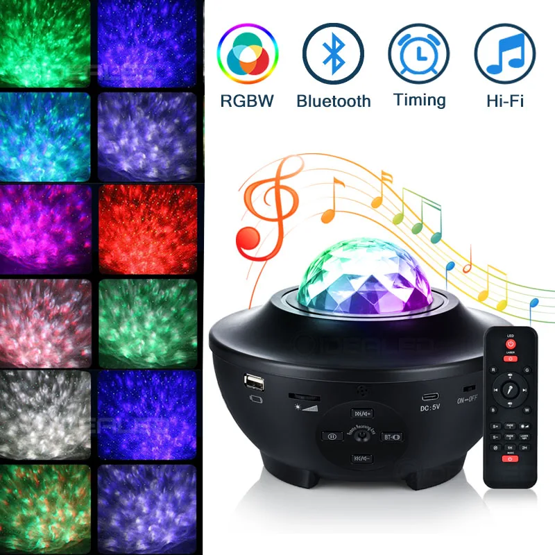 LED Star Galaxy Laser Projector Starry Sky Stage Lighting Bluetooth Speaker Effect Kids Room Party Night Holiday Wedding Lights