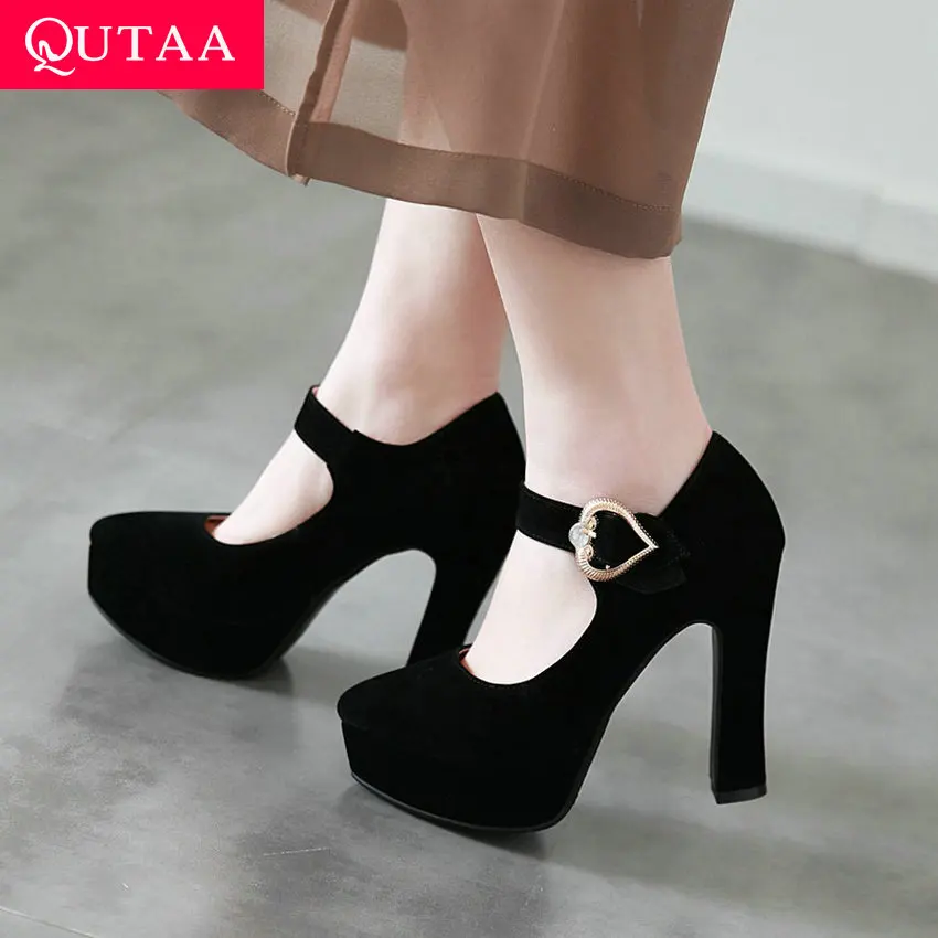 Женские туфли лодочки QUTAA модные весенние на платформе с высоким квадратным