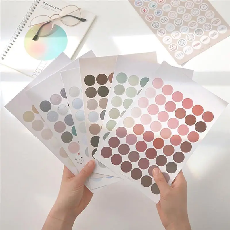 

12pcs Colorful Dots Calender Diary Scrapbooking Stickers Round Stickers
