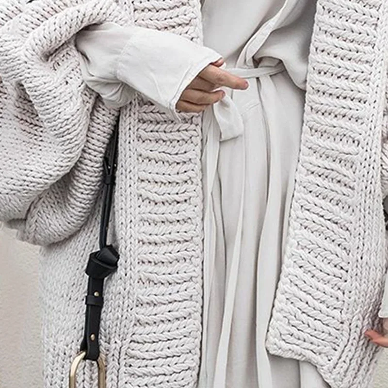 

2021 Korean Harajuku Cardigan Casual Loose Solid Color Winter Coat Female Cardigans Thicker Knitted Sweater Women Tops DD006