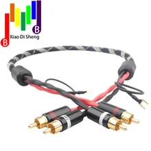 2 RCA to 2 RCA ground U spade plug Audio Phono Tonearm Cable with Ground Wire for LP Vinyl Record player signal cable