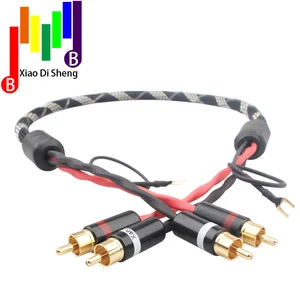 2 rca to 2 rca ground u spade plug audio phono tonearm cable with ground wire for lp vinyl record player signal cable free global shipping