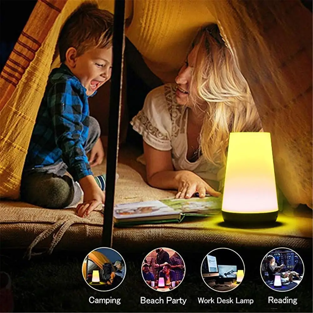

7 Colors Touch Control Colorful LED Night Light Lamp USB Rechargeable RGB Smart Bedside Table Desk Lamp For Home Room Lighting