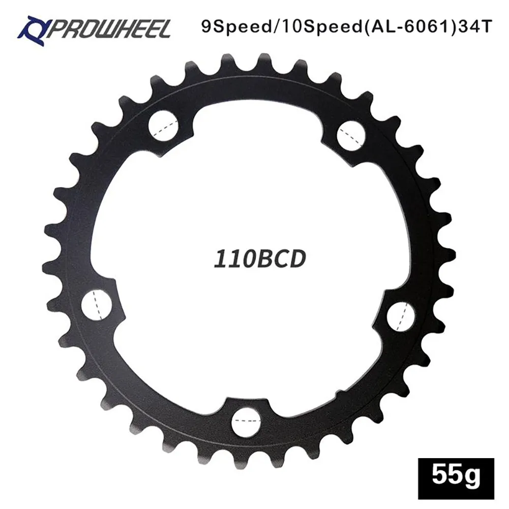 

Prowheel 34T Road Chainrings 4/5-Bolt Chainring 110 BCD 9/10/11S Mountain Road Bike Round Oval Chain Ring Cycling Chainwheel