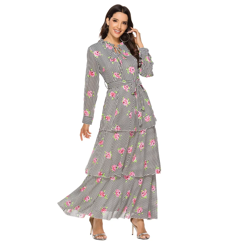 Элегантное мусульманское платье Дубай Турецкая абайя Индонезия модное с